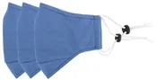 3 Ply Reusable Face Mask, Cerulean Blue, Large, 3 Pack