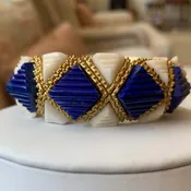 French Carved Lapis and Hardstone Bracelet