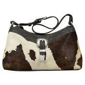 American West Hair On Zip Top Shoulder Bag CowTown