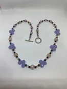 #15 Violet Chalcedony, Rose Quartz, and Garnet Necklace