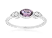 14K White Gold Oval Amethyst Fashion Ring