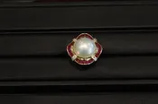 14 Karat Mabe Pearl, Ruby, and Diamond ring — OleTowne Jewelers