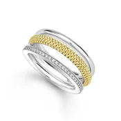 Two-Tone Three Row Diamond Ring