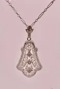 10K Estate Diamond Filigree Pendant