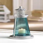 Blue Glass Watch Tower Candle Lamp