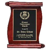 10 1/2″ x 14″ Rosewood Finish Scroll Plaque with Black Plate