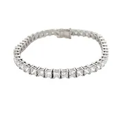 14 Karat White Gold Lab Grown Princess Cut Diamond Tennis Bracelet