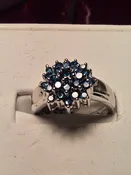 10k White Gold Cluster Cocktail Ring 1ct Round Treated Blue Diamonds 4.5g
