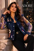 2406-D - Denim Lace Jacket with Floral Embroidery