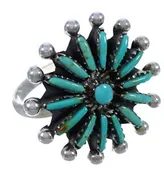 Authentic Silver Needlepoint Turquoise Ring Size 7-1/4 WX34525
