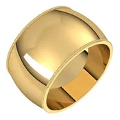 10K Yellow 12 mm Milgrain Half Round Band Size 11
