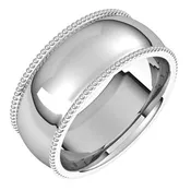10K White 8 mm Beaded Comfort-Fit Band Size 10.5