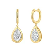 Bezel Set Pear Shaped Lab Diamond Drop Earrings