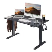 48" Black Electric Standing Desk | Single-Piece Top | Leisure Space
