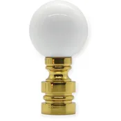 20mm White Ball Finial - 1¾" h Polished Brass