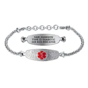 Adjustable Elegant Olive Corn Chain Medical ID Bracelet
