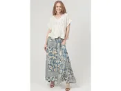 Angie Women's Drawstring Waist Slit Leg Maxi Skirt