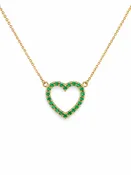 10K Yellow Gold Lab Emerald Open Heart Necklace