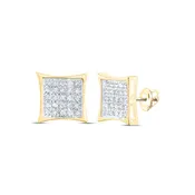 10kt Gold Diamond Square Cluster Earrings 1/4 Cttw