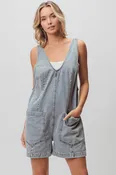 BiBi Patch Vintage Washed Denim Shortall