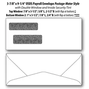 3-7/8″ x 9-1/4″ Double Window Payroll Envelope Postage Meter Style