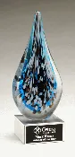 10" Multi-Colored Teardrop Art Glass on Clear Glass Base