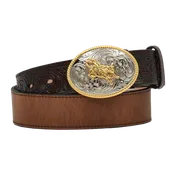 3D Belt Children's Leather Floral Dark Brown Belt D4202