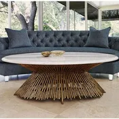 Ambella Home Marble Top "Pick Up Sticks" Coffee Table W/Gold Base 51x30x18.5