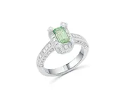 African Garnet Emerald Cut White Gold Ring