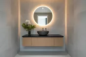 14" Round Black Limestone Sink