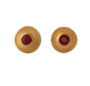 22K Disk Stud Earrings with Rubies
