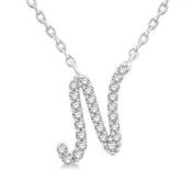 10K White Gold 'N' Initial Diamond Necklace