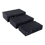 10" / 11" / 12" Faux Bamboo Piece Boxes (Set of 3) - Navy
