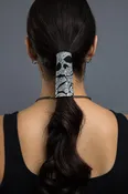 4″ White Skull Paisley Leather Hair Wrap