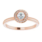 14K Rose Gold Round Halo Engagement Ring
