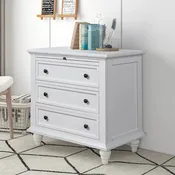 3-Drawer Storage Wood Cabinet, End Table with Pull out Tray