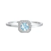 10K WG 1/12 ct. tw. Diamond Halo &amp;amp; 3/8 ct. tw. Aquamarine Ring