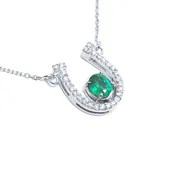 0.56 Carat Oval cut Emerald Horseshoe Necklace White Gold 14K