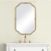 Casa Bella Living Antiqued Gold Leaf Concaved Corners Mirror