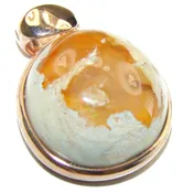 A Golden River  Natural  Mexican Fire Opal 14K  Gold over .925 Sterling Silver handmade Pendant
