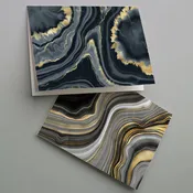 Agate Black and Gold Blank Greeting Cards, Set of 24
