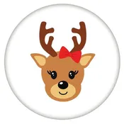20MM Adorable Painted Ceramic Cartoon Deer with Bow Snap