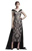 Gemy Maalouf BC1399 Sleeveless Couture Gown with Open Overskirt – Champagne/Black