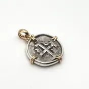 Pendant One Real Coin  Philip V 1720 14k and .925 Silver #82357 — Everett Designs