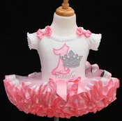 1st birthday tutu outfit,  princess crown in pink & silver