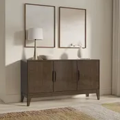 60-Inch 3-Door Sideboard Buffet Cabinet in Walnut Brown