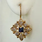14k Carolingian Sapphire and Diamond Earrings (.50ct)