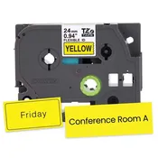 Brother TZeFX651 P-Touch Tape, BLACK on YELLOW Flex ID Tape, 1''
