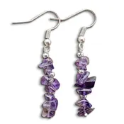 Amethyst Stone Quartz Handmade Raw Earrings