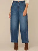 "Ab"solution® Skyrise Dart Panel Relaxed Barrel Leg Jean with Snap Hem